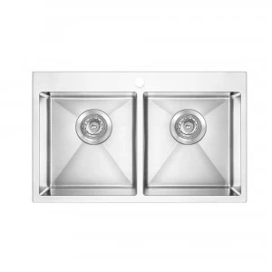 Hot Sale handgemaakte Topmount 2 Bowl SUS304 Staal Sink