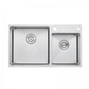 Moderne ontwerp handgemaakte Double Bowl Kitchen Sink met Faucet gate