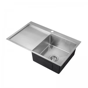 Handgemaakte drop in Stainless Stael Single Bowl met Drainboard Kitchen Sink