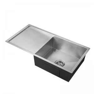 Hot Sale Reversible stainless Steel Single Bowl met Drainboard Kitchen Sink