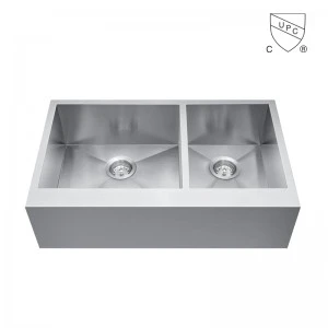 33 Inch Straight Apron front 6040 Double Bowl Farmhouse Sink