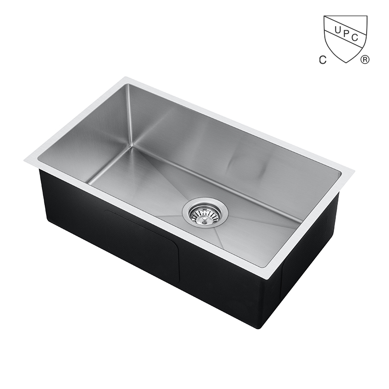 32 Inch SUS304 Handgemaakte enkele Bowl Undermount Kitchen Sink