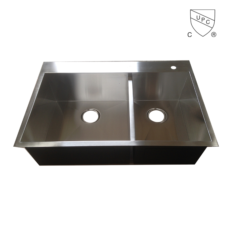 3322 CUPC handgemaakte Topmount Double Bowl stainless Steel Kitchen Sink